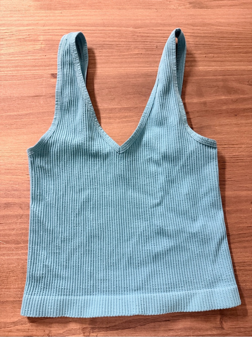 Nikibiki Ribbed V-Neck Tank Top - Light Teal